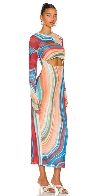 AFRM Matera Matera Dress Blue Abstract Womens Size Small thumbnail 2
