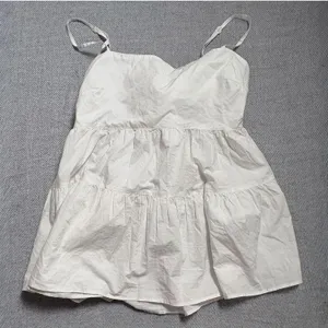 American Eagle White Tiered Spaghetti Strap Tie-Back Mini Dress Size M thumbnail 1