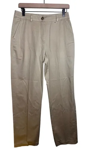 LL Bean Womens 6 Medium Tall Khaki Chino Pants Straight Leg‎ Cotton Twill 0DVG5 thumbnail 1