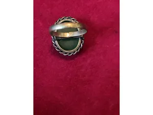 Silver Green Onyx Statement Ring Boho Rope Trim Sz 7.5 thumbnail 6