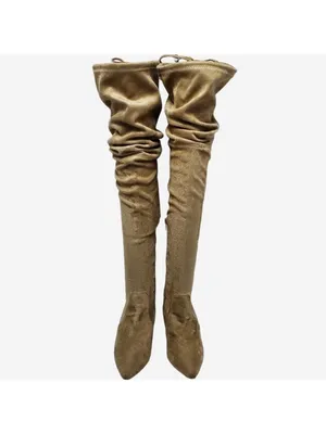 Suede Pointed Toe Over The Knees Thigh High Stretchy Heeled Boot thumbnail 12