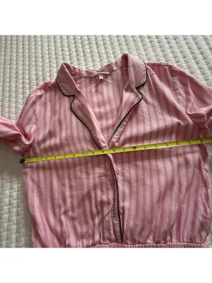 Victoria’s Secret Pink Striped PJ Pajama Sleep Romper Sz S Small thumbnail 4