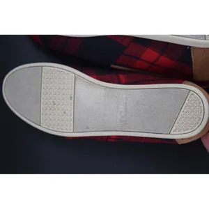 TOMS Alpargata Women W8 Red Navy Plaid Canvas Excellent Corduroy Heel Slip On thumbnail 7
