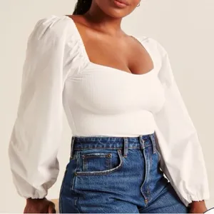Abercrombie Long Puff Sleeve Mixed Media Top thumbnail 1