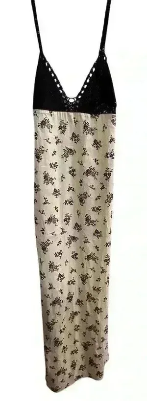 Zara Women's M Satin Floral Maxi‎ Dress Crochet Top Party Cocktail thumbnail 1