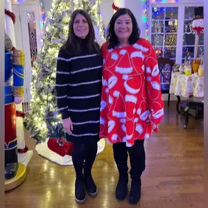 Meaneor Santa Hats Festive Holiday Long Sleeve Christmas Dress in Red/White NWT thumbnail 12
