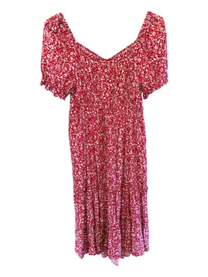 BloomChic Red Floral Puff-Sleeve Maxi Dress. thumbnail 2