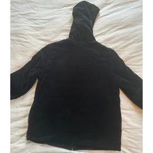 Real Clothes Women Black Velour Quilted Zip Up Hoodie Sweatshirt Size Large thumbnail 8
