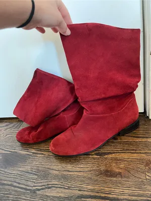 St. John's Bay Red Leather Suede Slouch Boots Women’s 11 boho western thumbnail 4