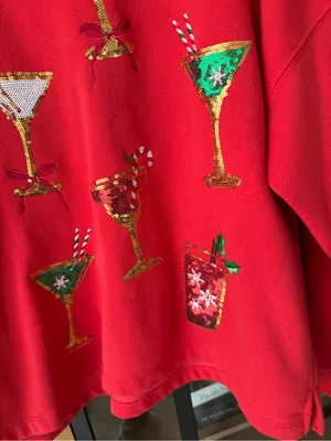 Martini sequins sweater christmas cocktails candy cane crewneck sweatshirt QOS thumbnail 4