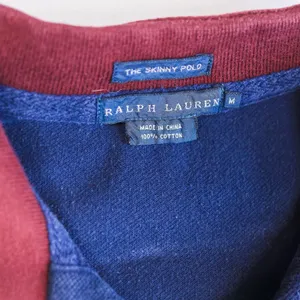 Ralph Lauren Skinny Polo Women M Navy White Sash Crest Equestrian Vintage Y2K thumbnail 4