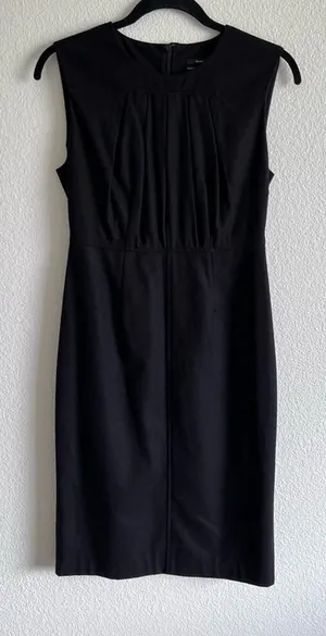 Club Monaco Women's Black Wool Pleated‎ Sheath Dress thumbnail 1