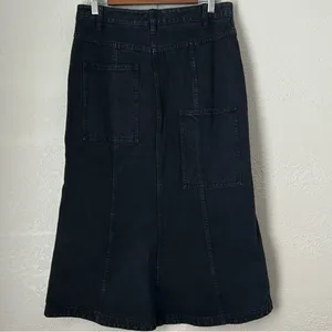 Tibi Size 29 Black Low Rise Denim Jean Midi Skirt with Front Slit thumbnail 4