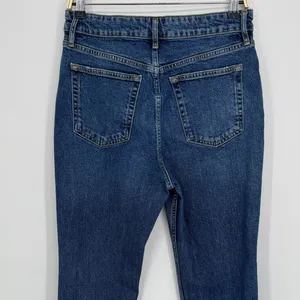 Free People Emmy Split Hem Boot Cut Jeans Size 31 Blue High Rise Raw Hem Boho thumbnail 10