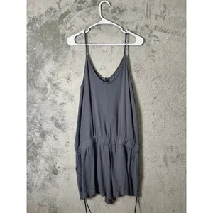 Monrow x Revolve‎ Vintage Gray Henley Romper Soft Jersey Sleeveless Lounge M NEW thumbnail 3