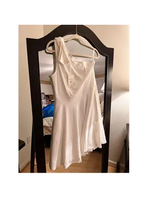 NEW Bow 1 Shoulder Pockets A-line Cocktail Party Dress L thumbnail 5