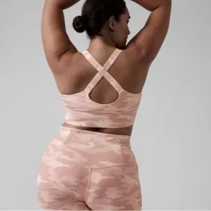 ATHLETA Pink Camo Warrior Longline Sports Bra Size Medium thumbnail 6