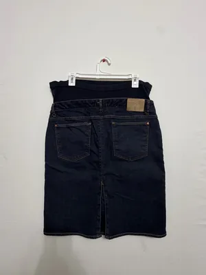 Zara Skirt Maternity Size Large Dark Wash Denim Stretch Panel(A543) thumbnail 6
