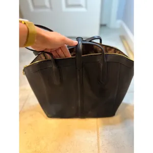 J.Crew Biennial Medium Leather Satchel‎ Tote Black Style 21986 Gold Hardware thumbnail 2