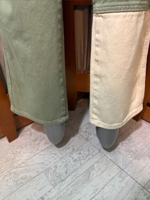 SHEIN Two-Tone Wide Leg Patchwork Pants in Olive Green and Cream thumbnail 6