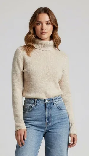 Vintage 2006 GAP Women's Oatmeal Beige Turtleneck Sweater | Wool Cotton Knit thumbnail 1