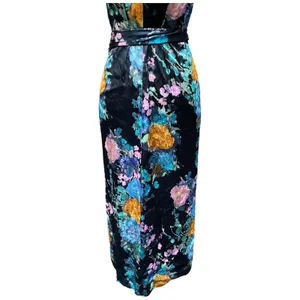 Quiet Luxury Watercolor Floral Bouquet Satin Wrap Maxi Dress Vince Designer XS thumbnail 10