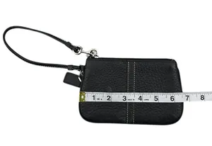 Coach Retro Pebbled Black Leather Wristlet thumbnail 7