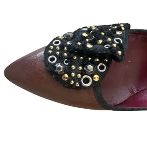Prada Vintage Brown Leather Studded Grommet Bow Pumps Pointed Toe IT40 9.5 thumbnail 12