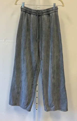Zara Gray Acid Wash Wide Leg Seam Front‎ Sweatpants Streetwear 3199/804 Small thumbnail 1