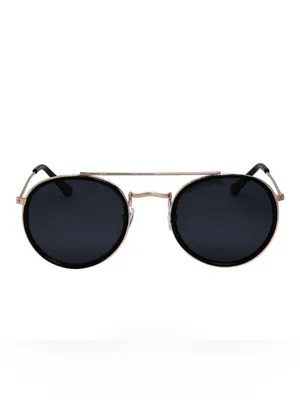 I-SEA Polarized Round Sunglasses - All Aboard Black Lens Gold Metal Frame thumbnail 5