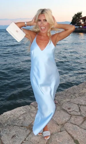 Zara Elegant Blue Satin Slip Dress evening wedding holiday thumbnail 3