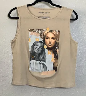Vintage‎ Y2K 2000s Graphic Britney Spears Lucky Tank Top Concert Festival L thumbnail 1
