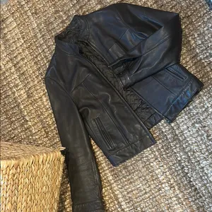 Ritz USA Vintage Brown Leather Moto Jacket Size Medium thumbnail 4