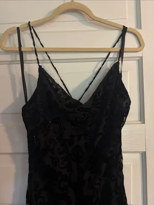 Elegant Black Beaded Evening Dress Size 14 thumbnail 3