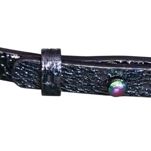 Tory Burch Fitbit Flex Double Wrap Bracelet Black Leather Iridescent Oil Slick thumbnail 5