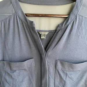 Ann Taylor Blouse With Sheer Accents‎ Navy thumbnail 2