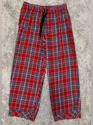 Victoria's Secret Red Pink Green Plaid Flannel Pajama Set Women’s Size Large thumbnail 12