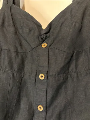 Anthropologie Maeve Twist-Front Tie Cutout Back Mini Dress Linen Blend Black S thumbnail 7