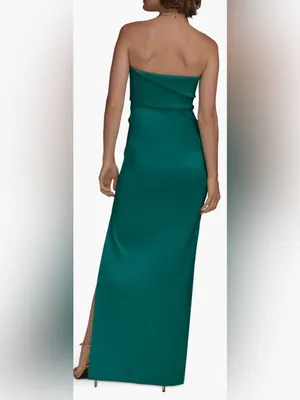 NEW Donna Karan New York Ruched Strapless Lawn Lwn emerald Green Gown Sz 4 thumbnail 2