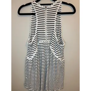 POL Striped Lace Trim Tunic Tank Top Boho Babydoll S thumbnail 3