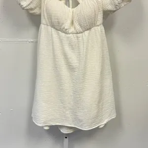 Princess Polly Gauze Off White Textured Puff Sleeve Open Back Mini Dress Size 4‎ thumbnail 4