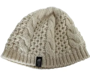The north face cable minna beanie hat in cream wool/acrylic/alpaca. One size thumbnail 1
