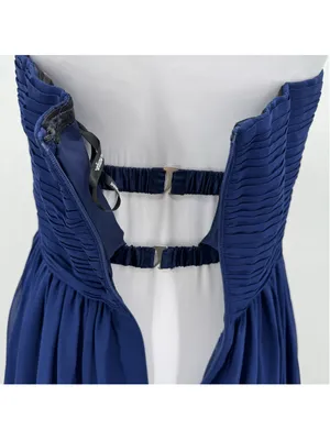 Donna Morgan Navy Blue Silk Mini Dress Strapless Pleated Cocktail Party Homecoming Formal 6 thumbnail 6