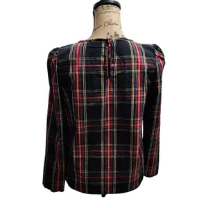 J. Crew‎ Plaid Top Long Sleeve Organic Cotton Blend Blouse Size S thumbnail 2