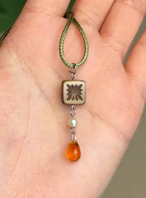 Handmade Czech glass beads mix boho fairy whimsy retro necklace🌿✨ thumbnail 1