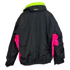 Columbia Vintage Ski Jacket 90s Large Neon Bugaboo Double Layer Coat Black Pink thumbnail 4