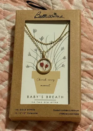 Bellissima 14k Dipped Gold Baby's Breath Inlay Double-Layer Necklace thumbnail 1