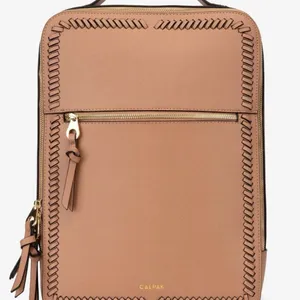 Calpak Tan Backpack with Gold Accents Laptop Tech and Travel Backpack thumbnail 1