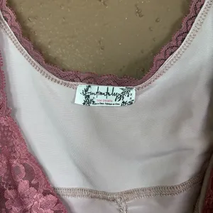 Intimately Free People Lace Trim V-Neck Camisole Tank Top Mauve Pink Womens M thumbnail 2