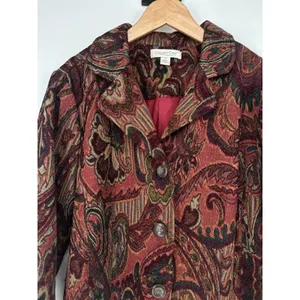 Coldwater Creek‎ Jacket Womens Medium Boho Tapestry Button Front Artsy Blazer thumbnail 2